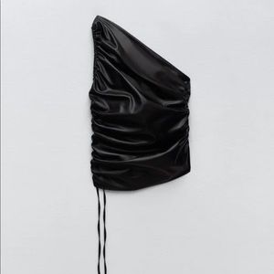 Zara one shoulder faux leather top